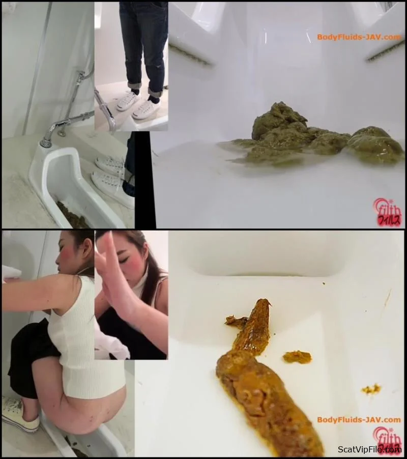 (Girls defecates big shit pile in public toilet close-up. - FullHD 1080p) [MPEG-4 / 280 MB]