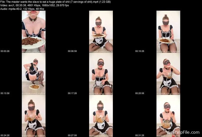 Scatlina (The master wants the slave to eat a huge plate of shit (7 servings of shit) - HD 720p) [AVC / 1.23 GB] screenshot