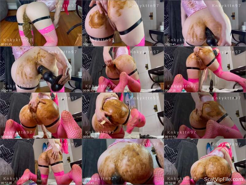 KnkyKttn97 Rocks Heavy Anal with Hot Pink Beads in Wild Scat Clip screenshot