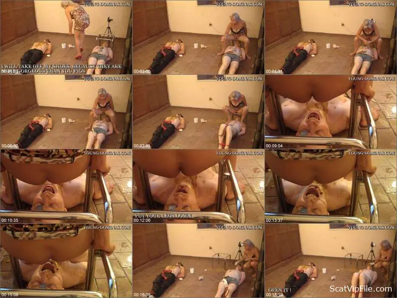 Stupid Slaves in Dirty Facesitting and Enema clip- Double Slave Part 7 screenshot