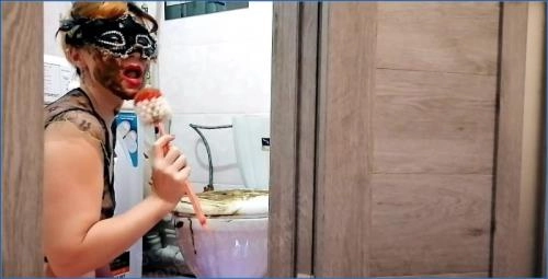 Scat Porn with ModelNatalya94: Real Slave Licks The Toilet Brush - Scat Download