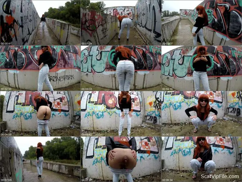 Diabolical Sigal Pooping in Public Place Dirty Facesitting Scat Porn Clip screenshot