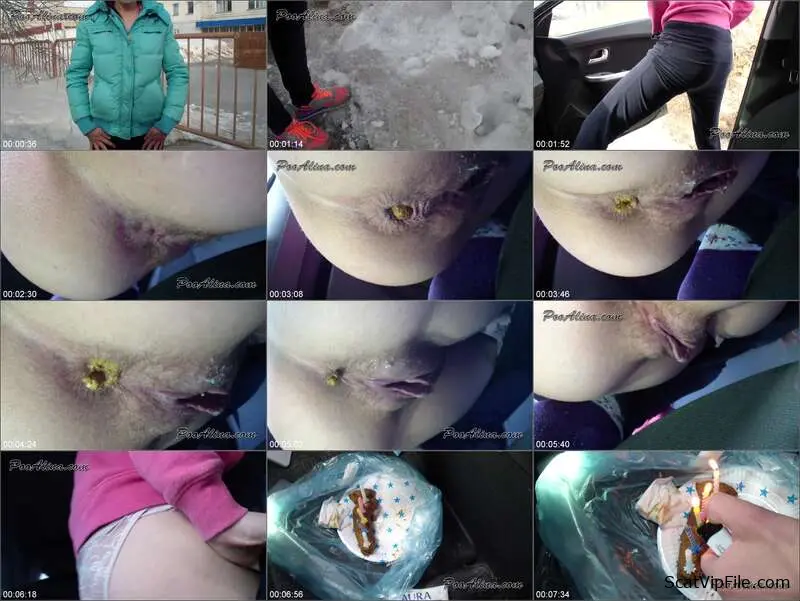 PooAlina poops in car and eats it- Russian extreme scat screenshot