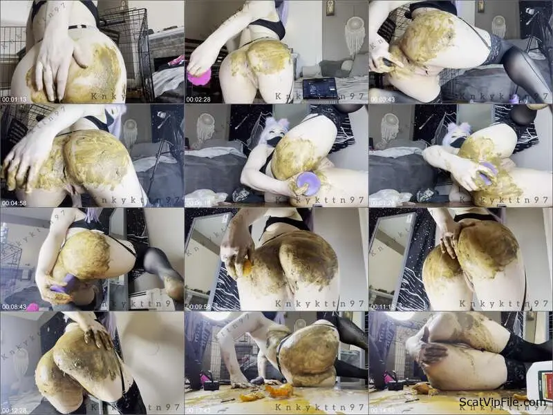 KnkyKttn97 Smears Warm Shit on Massive Dildo During Heavy Anal Play screenshot