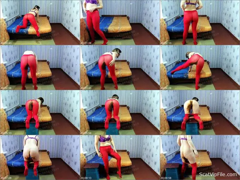 ModelNatalya94's Red Tights Shit Show: Enema, Smearing, and Lesbian screenshot
