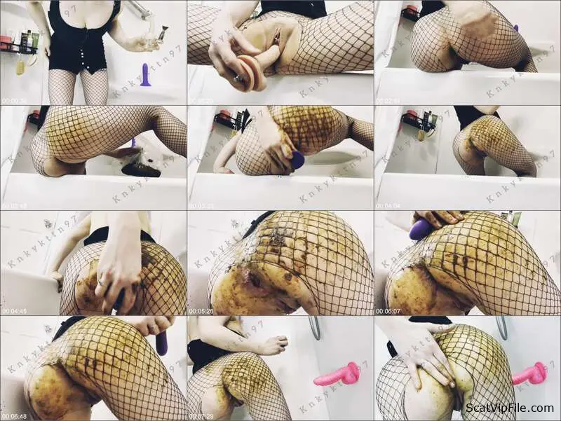 KnkyKttn97 Puts Big Toys to Work in an Extreme Anal Fishnet Enema screenshot