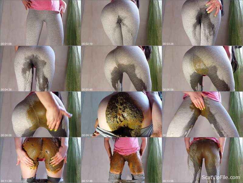 Anna Coprofield Shits in Gray Leggings in Solo Scat Porn Video screenshot